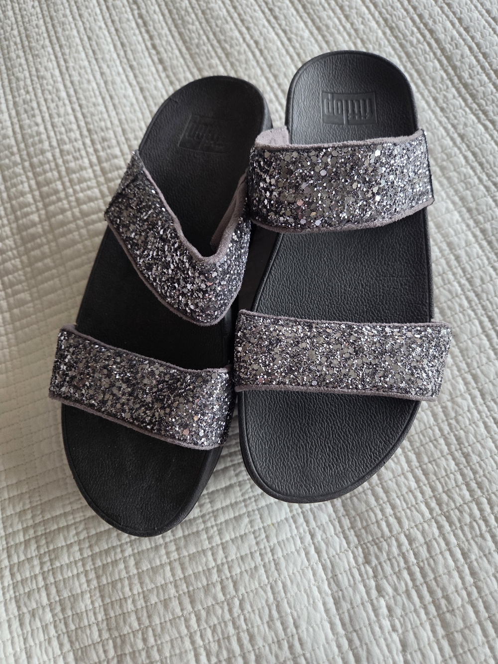 Fitflop Silver Sparkle Slide Sandals